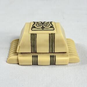 VTG Art Deco Celluloid Velvet Lined Ring Box W & S New York Made in USA - AS IS